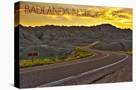 Badlands National Park, South Dakota - Road Scene-Lantern Press-Stretched Canvas