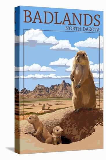 Badlands, North Dakota - Prairie Dogs-Lantern Press-Stretched Canvas