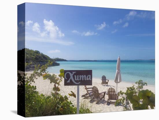 Bahamas, Exuma Island. Chairs on Beach-Don Paulson-Premier Image Canvas