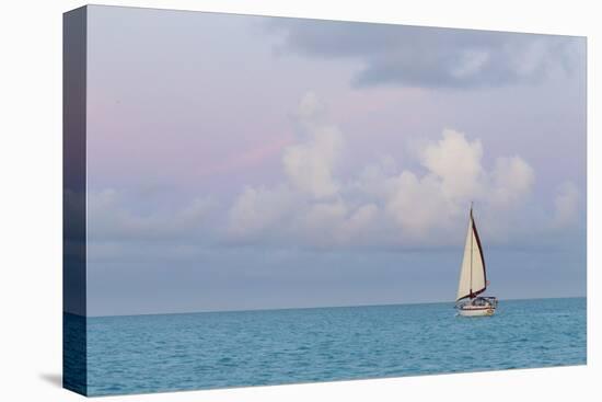 Bahamas, Exuma Island. Sailboat at Sunset-Don Paulson-Premier Image Canvas