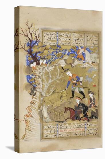 Bahram Gur Seizes the Crown of Kingship from Between Two Lions, C.1630-null-Premier Image Canvas