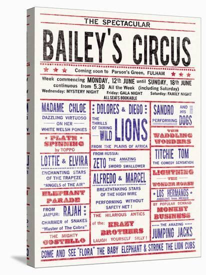 Baileys Circus-The Vintage Collection-Stretched Canvas