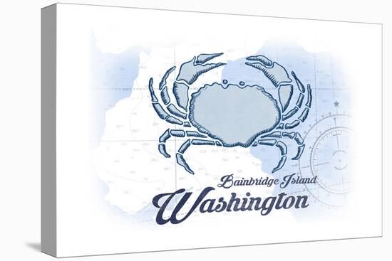 Bainbridge Island, Washington - Crab - Blue - Coastal Icon-Lantern Press-Stretched Canvas