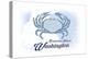 Bainbridge Island, Washington - Crab - Blue - Coastal Icon-Lantern Press-Stretched Canvas
