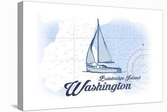Bainbridge Island, Washington - Sailboat - Blue - Coastal Icon-Lantern Press-Stretched Canvas
