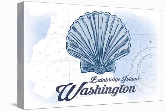 Bainbridge Island, Washington - Scallop Shell - Blue - Coastal Icon-Lantern Press-Stretched Canvas