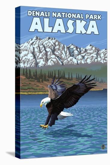 Bald Eagle Diving, Denali National Park, Alaska-Lantern Press-Stretched Canvas