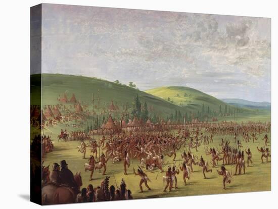 Ball Games in Native American Village-George Catlin-Premier Image Canvas