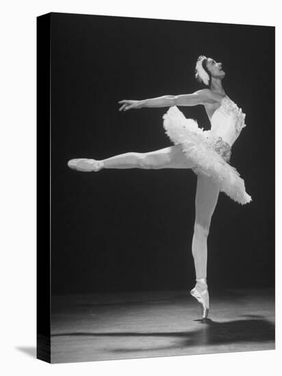 Ballerina Margot Fonteyn in White Tutu Dancing Alone on Stage-Gjon Mili-Premier Image Canvas