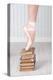 Ballerina Pointe on Old Books-null-Stretched Canvas