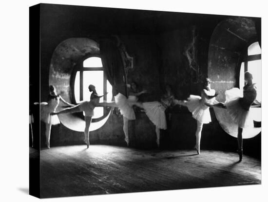 Ballerinas at Barre Against Round Windows During Rehearsal For "Swan Lake" at Grand Opera de Paris-Alfred Eisenstaedt-Premier Image Canvas
