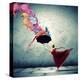 Ballet Dancer In Flying Satin Dress With Umbrella-Sergey Nivens-Stretched Canvas