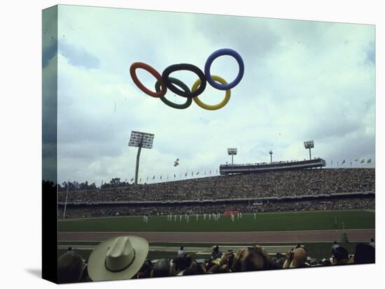 Balloons in the Shape of the Olympic Rings Being Released at the Summer Olympics Opening Ceremonies-John Dominis-Premier Image Canvas