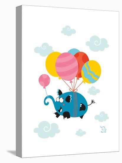 Ballooony Ellie-Blue Fish-Stretched Canvas