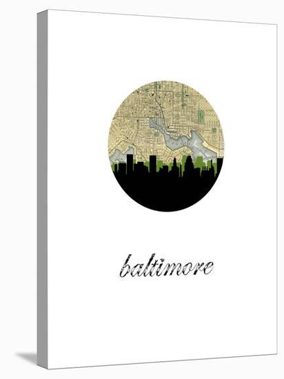 Baltimore Map Skyline-Paperfinch 0-Stretched Canvas