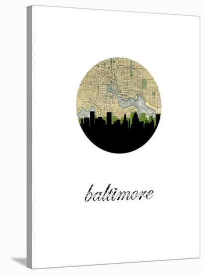 Baltimore Map Skyline-Paperfinch 0-Stretched Canvas