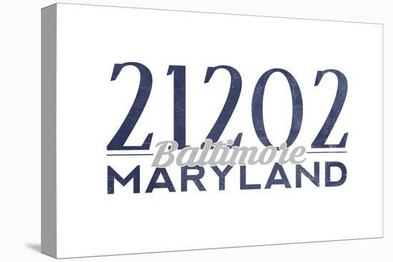 Baltimore, Maryland - 21202 Zip Code (Blue)-Lantern Press-Stretched Canvas