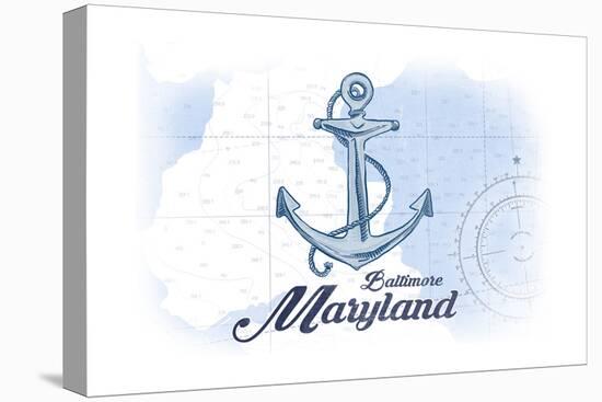 Baltimore, Maryland - Anchor - Blue - Coastal Icon-Lantern Press-Stretched Canvas