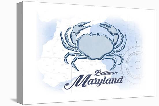 Baltimore, Maryland - Crab - Blue - Coastal Icon-Lantern Press-Stretched Canvas