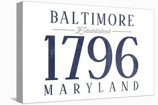 Baltimore, Maryland - Established Date (Blue)-Lantern Press-Stretched Canvas