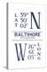 Baltimore, Maryland - Latitude and Longitude (Blue)-Lantern Press-Stretched Canvas