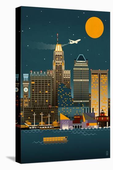 Baltimore, Maryland - Retro Skyline (no text)-Lantern Press-Stretched Canvas