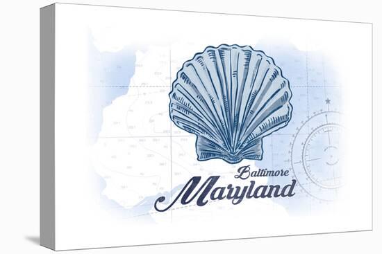 Baltimore, Maryland - Scallop Shell - Blue - Coastal Icon-Lantern Press-Stretched Canvas