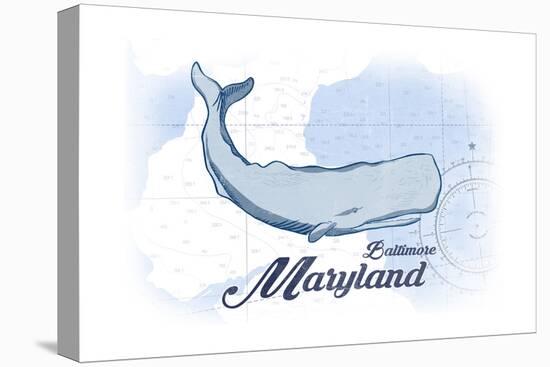 Baltimore, Maryland - Whale - Blue - Coastal Icon-Lantern Press-Stretched Canvas