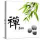 Bamboo Leafs and Zen Stones Isolated on White,The Chinese Word Means Zen.-Liang Zhang-Premier Image Canvas