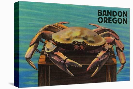 Bandon, Oregon - Dungeness Crab Vintage Postcard-Lantern Press-Stretched Canvas