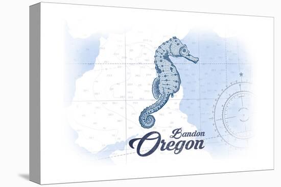 Bandon, Oregon - Seahorse - Blue - Coastal Icon-Lantern Press-Stretched Canvas