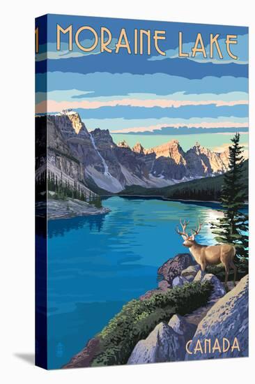 Banff, Alberta, Canada - Moraine Lake-Lantern Press-Stretched Canvas