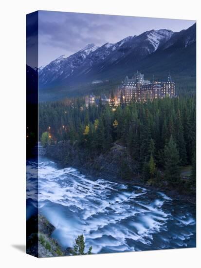 Banff Springs Hotel from Surprise Point and Bow River, Banff National Park, Alberta, Canada-Gavin Hellier-Premier Image Canvas