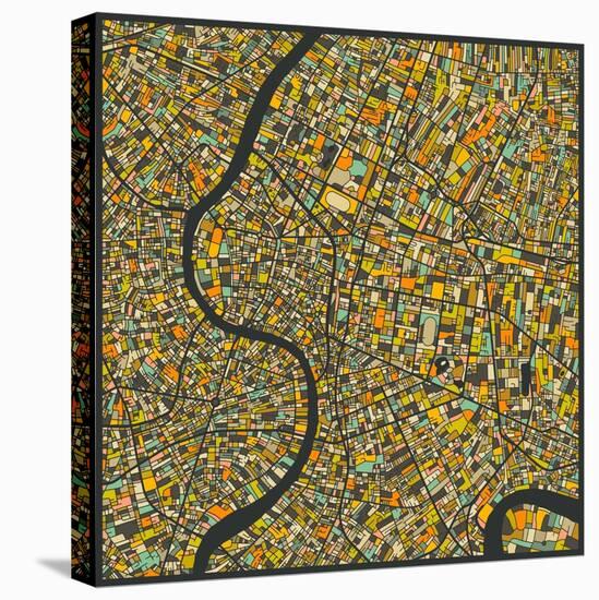 Bangkok Map-Jazzberry Blue-Stretched Canvas