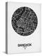 Bangkok Street Map Black on White-NaxArt-Stretched Canvas