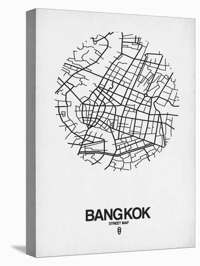 Bangkok Street Map White-NaxArt-Stretched Canvas