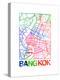 Bangkok Watercolor Street Map-NaxArt-Stretched Canvas