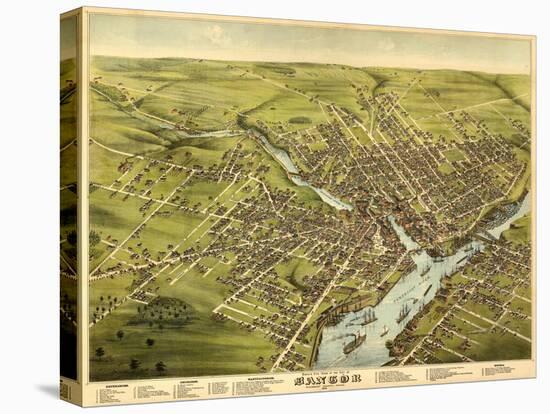 Bangor, Maine - Panoramic Map-Lantern Press-Stretched Canvas