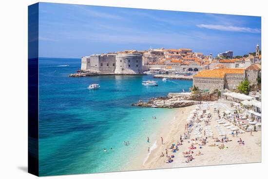 Banje beach, Old Port and Dubrovnik Old Town, Dubrovnik, Dalmatian Coast, Croatia, Europe-Neale Clark-Premier Image Canvas
