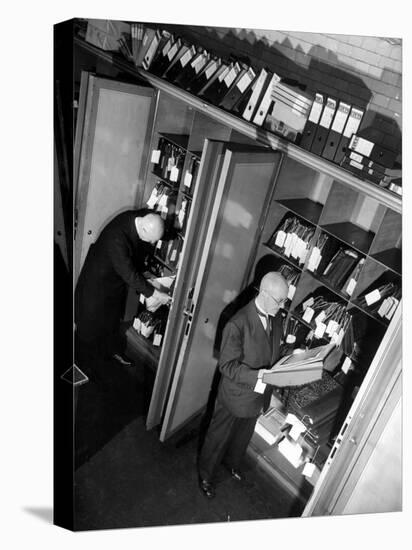 Bank Workers Filing Textile Shares in Steel Vaults at Deutches Bank-Margaret Bourke-White-Premier Image Canvas