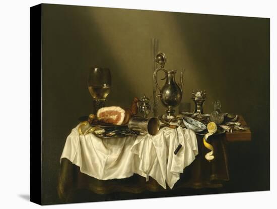 Banquet Piece with Ham, 1656 (Oil on Canvas)-Willem Claesz Heda-Premier Image Canvas