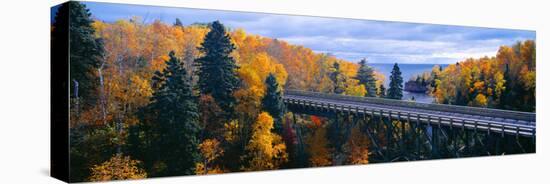 Baptism River into Lake Superior, Tettegouche State Park, Minnesota-null-Stretched Canvas