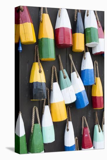 Bar Harbor, Maine, Colorful Buoys on Wall for Sale and State Specialty Souvenirs for Lobster Traps-Bill Bachmann-Premier Image Canvas