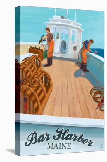 Bar Harbor, Maine - Lobster Boat-Lantern Press-Stretched Canvas