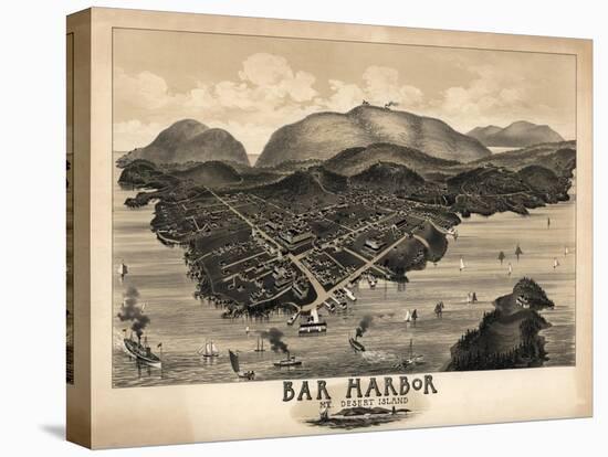 Bar Harbor, Maine - Panoramic Map-Lantern Press-Stretched Canvas