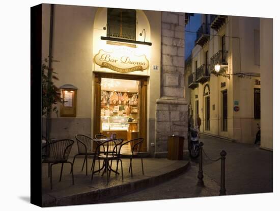 Bar, Piazza Duomo, Evening, Cefalu, Sicily, Italy, Europe-Martin Child-Premier Image Canvas