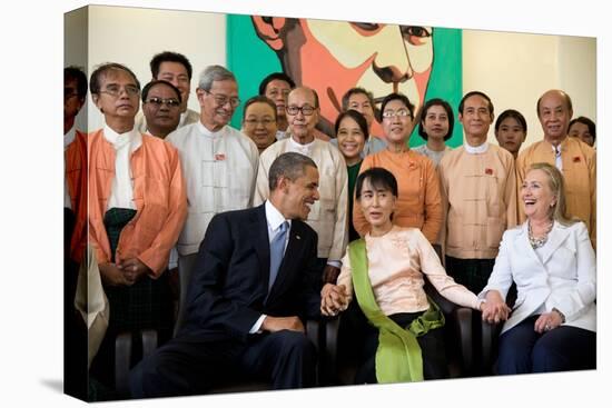 Barack Obama and Hillary Rodham Clinton with Aung San Suu Ky-null-Stretched Canvas