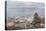 Barbary Macaque (Macaca Sylvanus) Sitting with Harbour of Gibraltar City in the Background-Edwin Giesbers-Premier Image Canvas