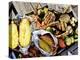 Barbecued Vegetables, Baked Potatoes, Lamb Chops on Barbecue Tray-Herbert Lehmann-Premier Image Canvas