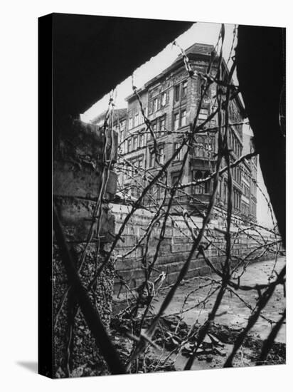 Barbed Wire Which Separates East and West Berlin-Paul Schutzer-Premier Image Canvas